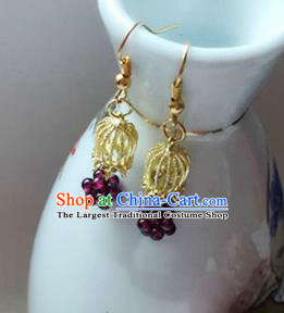 Handmade Chinese Classical Grape Tassel Ear Accessories Ancient Princess Hanfu Earrings for Women