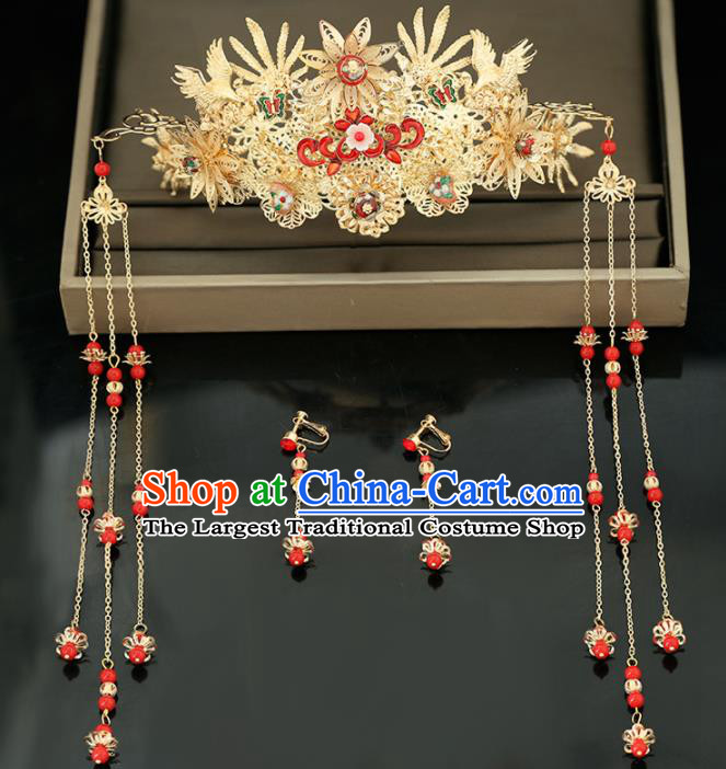 Handmade Chinese Ancient Wedding Hair Crown Hairpins Traditional Bride Hanfu Hair Accessories for Women