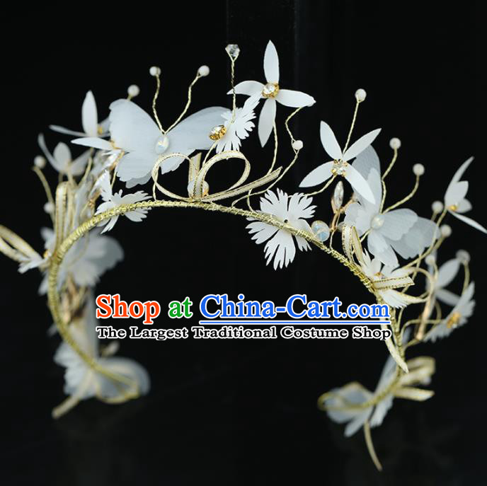Top Grade Handmade Baroque Princess Silk Butterfly Royal Crown Wedding Bride Hair Accessories for Women