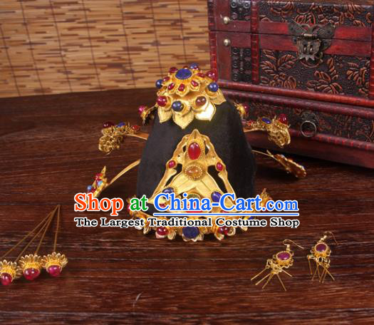 Handmade Chinese Ming Dynasty Wedding Hair Crown Hairpins Ancient Queen Traditional Hanfu Hair Accessories for Women