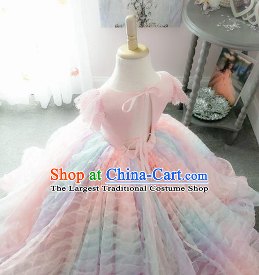 Top Grade Stage Show Costume Catwalks Princess Rainbow Bubble Full Dress for Kids