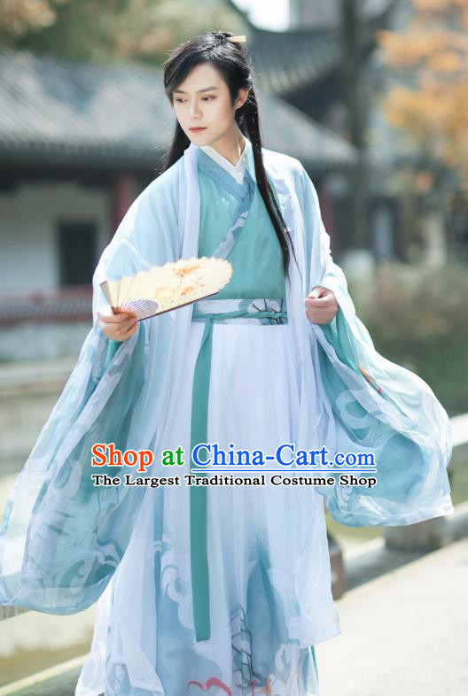 Chinese Jin Dynasty Nobility Childe Embroidered Hanfu Clothing Traditional Ancient Prince Swordsman Historical Costume for Men