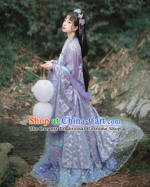 Chinese Traditional Purple Hanfu Dress Traditional Ancient Tang Dynasty Princess Historical Costume for Women