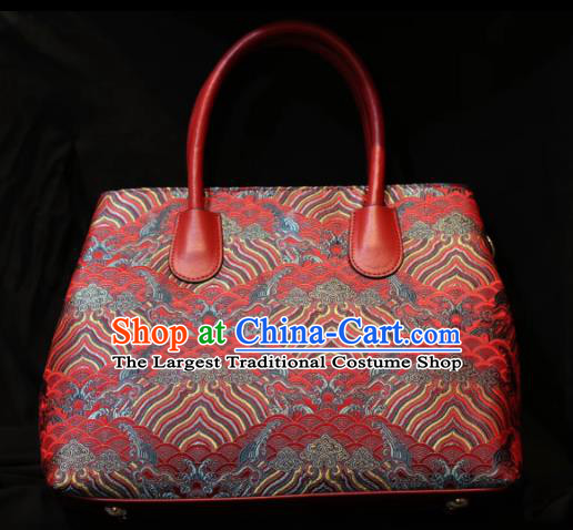 Handmade Chinese Classical Wedding Handbag Bride Red Brocade Bags for Women