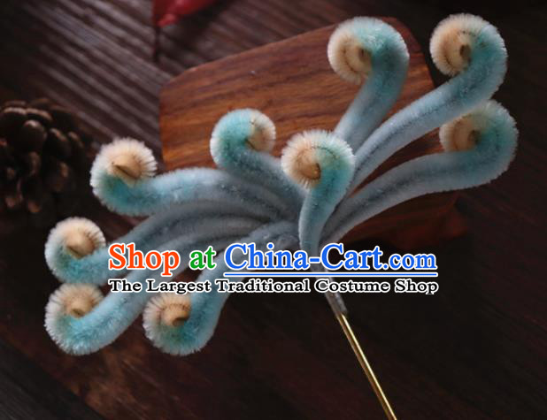 Chinese Handmade Velvet Phoenix Hairpins Ancient Palace Hair Accessories Headwear for Women