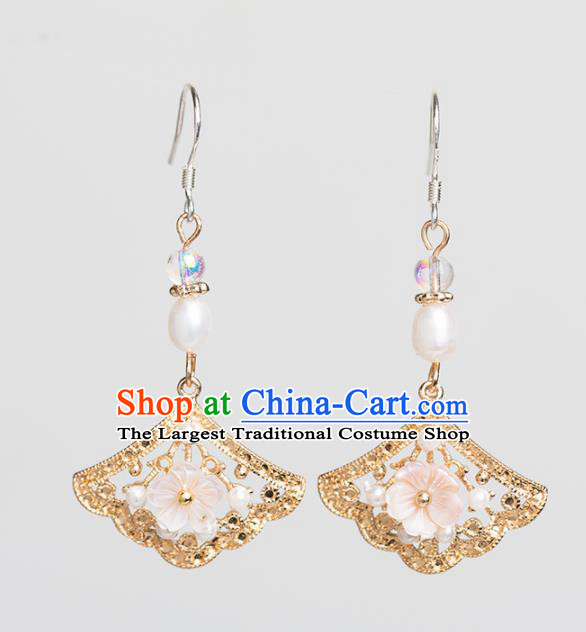 Handmade Chinese Classical Pearls Earrings Ancient Palace Ear Accessories for Women