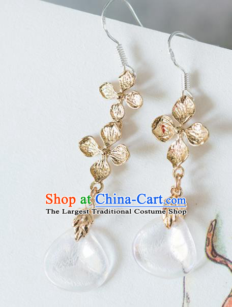Handmade Chinese Classical Golden Earrings Ancient Palace Ear Accessories for Women