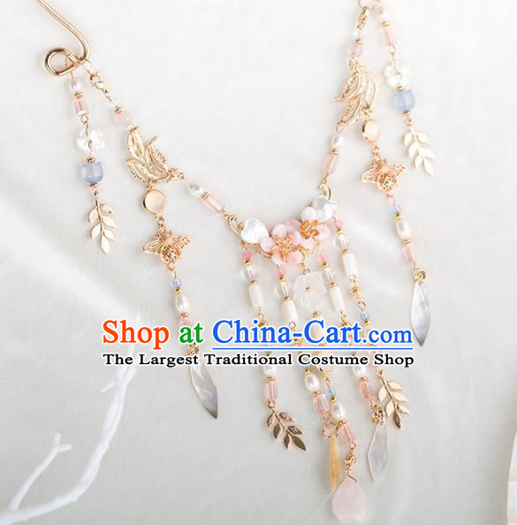 Handmade Chinese Classical Pearls Tassel Necklace Ancient Palace Hanfu Necklet Accessories for Women