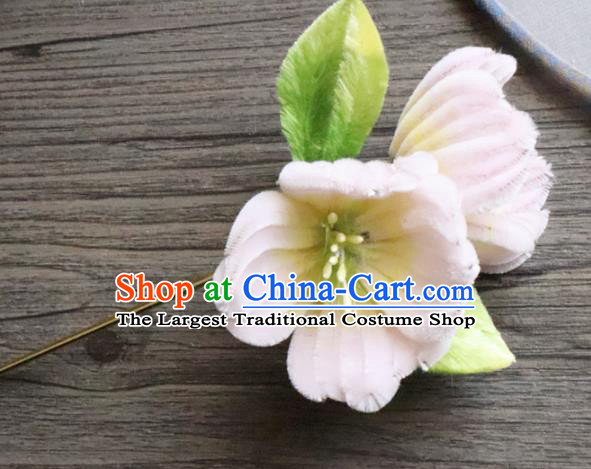 Chinese Handmade Pink Velvet Begonia Hairpins Ancient Palace Queen Hair Accessories Headwear for Women