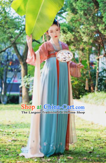 Chinese Traditional Tang Dynasty Imperial Consort Historical Costume Ancient Peri Hanfu Dress for Women