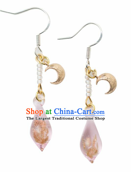 Handmade Chinese Classical Hanfu Pink Earrings Ancient Palace Ear Accessories for Women