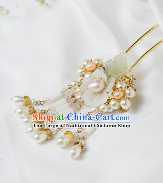 Chinese Handmade Hanfu Pearls Tassel Hairpins Ancient Princess Hair Accessories Headwear for Women