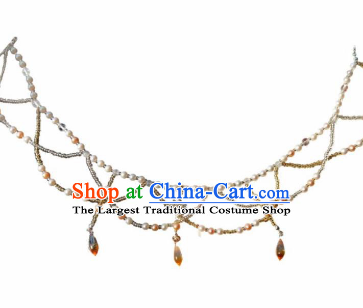 Handmade Chinese Classical Crystal Necklace Ancient Palace Hanfu Necklet Accessories for Women