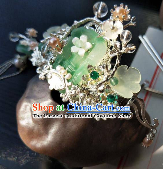 Chinese Handmade Hanfu Hairpins Jade Hair Crwon Ancient Palace Princess Hair Accessories Headwear for Women