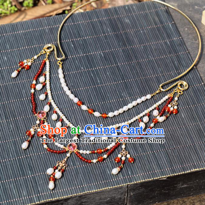 Handmade Chinese Classical Tassel Necklace Ancient Palace Hanfu Beads Necklet Accessories for Women