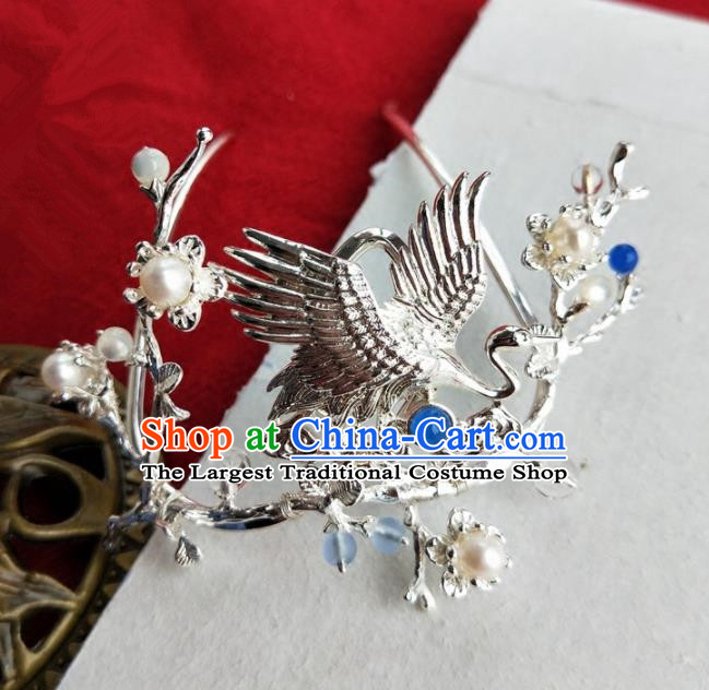 Chinese Handmade Hanfu Crane Hair Clip Hairpins Ancient Palace Princess Hair Accessories Headwear for Women