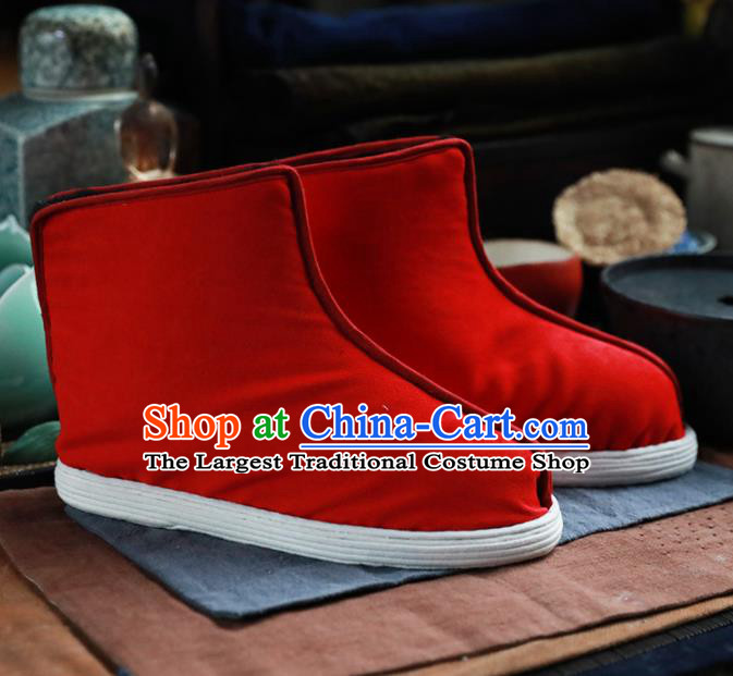 Chinese Handmade Red Cloth Boots Traditional National Shoes Ancient Princess Hanfu Shoes for Women