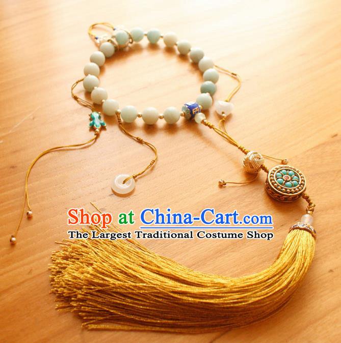 Chinese Handmade Palace Beads Accessories Ancient Queen Tassel Brooch Headwear for Women