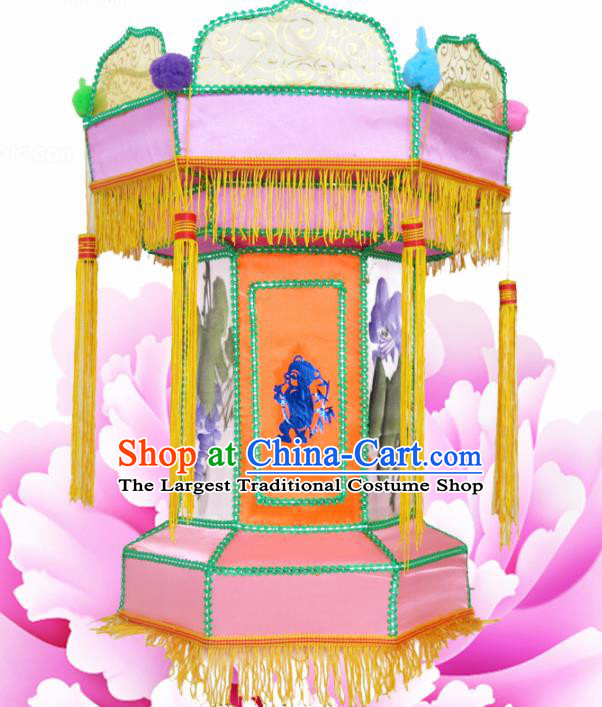 Handmade Chinese Painting Pink Palace Lanterns Traditional Lantern Ancient Ceiling Lamp