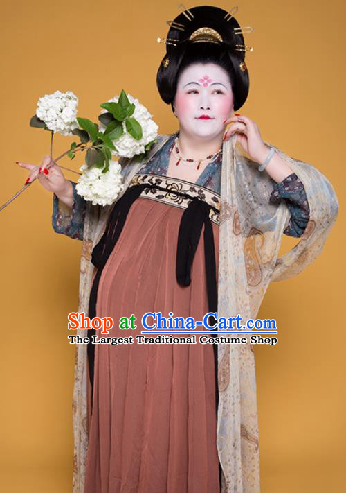 Traditional Chinese Tang Dynasty Large Size Historical Costume Ancient Imperial Consort Hanfu Dress for Women