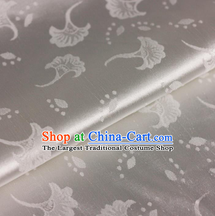 Chinese Traditional Satin Fabric Material Classical Dandelion Pattern Design White Brocade Cheongsam Silk Fabric