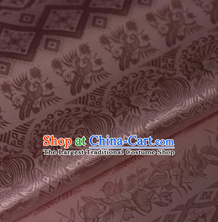 Chinese Traditional Satin Fabric Material Classical Phoenix Pattern Design Pink Brocade Cheongsam Silk Fabric