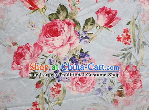 Chinese Traditional Fabric Classical Peony Pattern Design Brocade Cheongsam Satin Material Silk Fabric