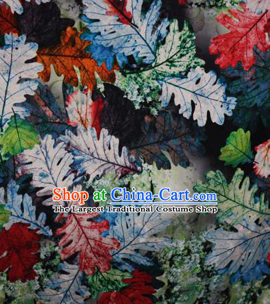 Chinese Traditional Fabric Classical Green Leaf Pattern Design Brocade Cheongsam Satin Material Silk Fabric