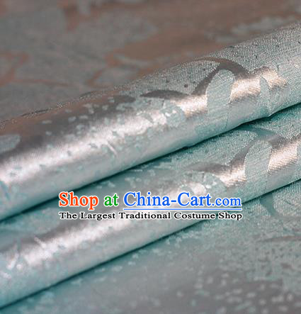 Chinese Traditional Hanfu Blue Brocade Material Cheongsam Classical Fabric Satin Silk Fabric