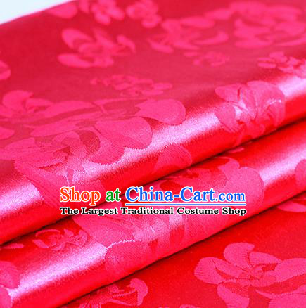 Chinese Traditional Pattern Hanfu Rosy Brocade Material Cheongsam Classical Fabric Satin Silk Fabric