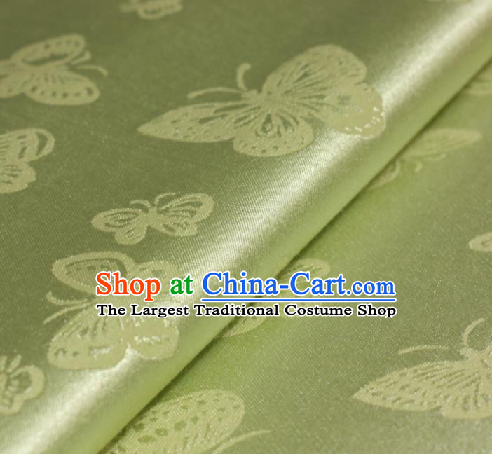 Chinese Traditional Butterfly Pattern Green Brocade Material Cheongsam Classical Fabric Satin Silk Fabric