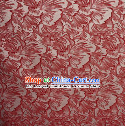 Chinese Traditional Flowers Pattern Red Brocade Material Cheongsam Classical Fabric Satin Silk Fabric