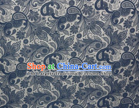 Chinese Traditional Pattern Blue Brocade Material Cheongsam Classical Fabric Satin Silk Fabric