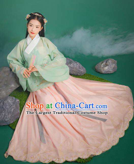 Chinese Traditional Ancient Nobility Lady Embroidered Hanfu Dress Ming Dynasty Historical Costume for Women