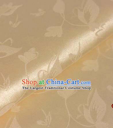Chinese Traditional Cheongsam Fabric Butterfly Pattern Golden Brocade Material Hanfu Classical Satin Silk Fabric