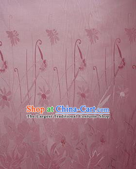 Chinese Traditional Fabric Cheongsam Orchid Pattern Pink Brocade Material Hanfu Classical Satin Silk Fabric