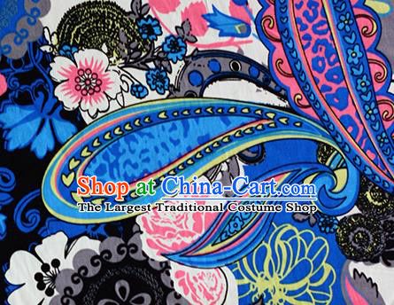 Chinese Traditional Fabric Cheongsam Printing Cherry Blossom Brocade Material Hanfu Classical Satin Silk Fabric