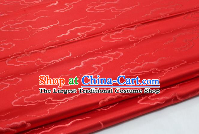 Chinese Traditional Tang Suit Royal Clouds Pattern Red Brocade Satin Fabric Material Classical Silk Fabric