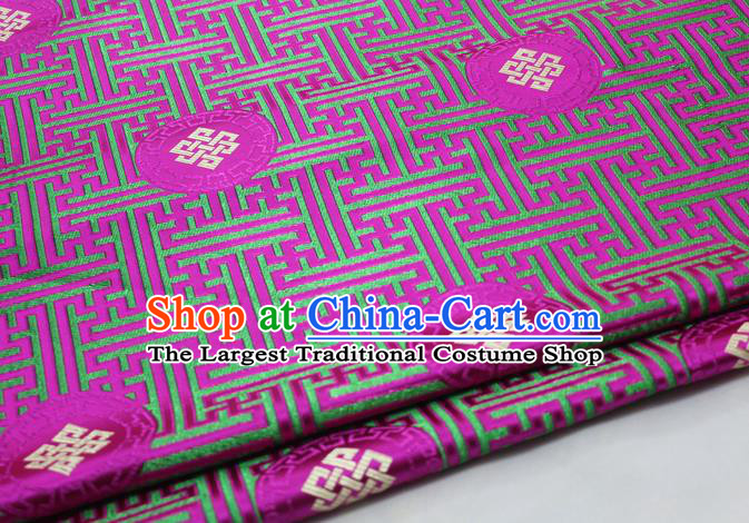 Asian Chinese Traditional Tang Suit Royal Lucky Knot Pattern Rosy Brocade Satin Fabric Material Classical Silk Fabric