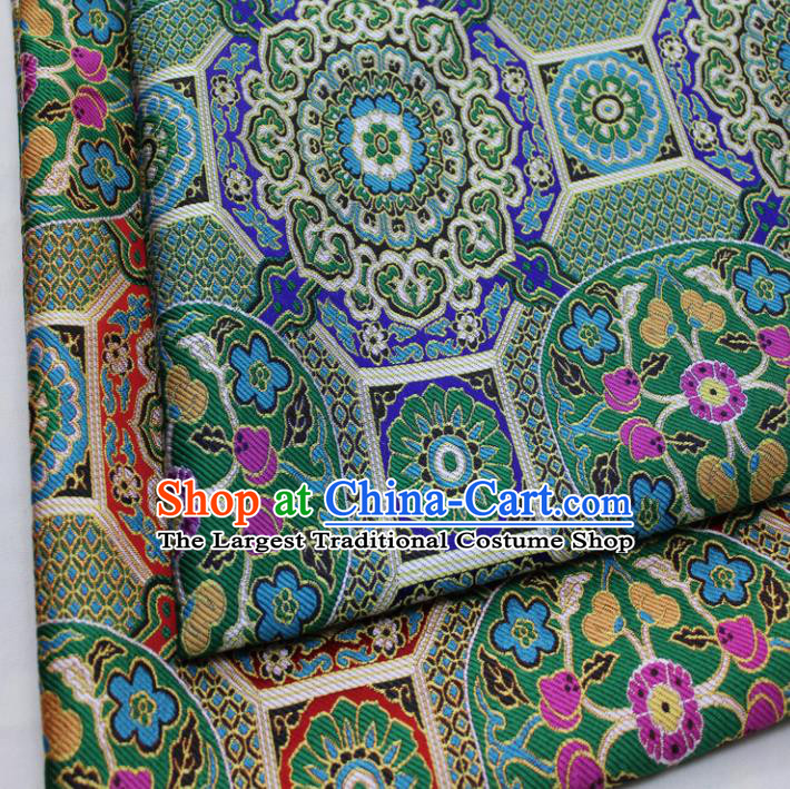 Chinese Traditional Tang Suit Fabric Royal Pattern Green Brocade Material Hanfu Classical Satin Silk Fabric