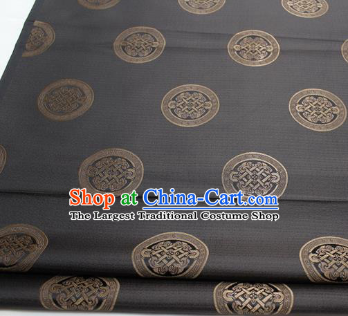Chinese Traditional Tang Suit Fabric Royal Lucky Pattern Deep Grey Brocade Material Hanfu Classical Satin Silk Fabric