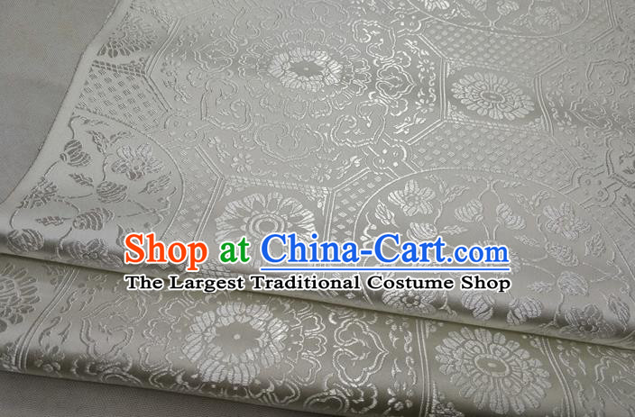 Chinese Traditional Tang Suit White Satin Fabric Royal Pattern Brocade Material Classical Silk Fabric