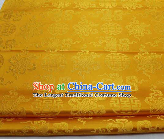 Chinese Traditional Tang Suit Satin Fabric Royal Calabash Pattern Golden Brocade Material Classical Silk Fabric