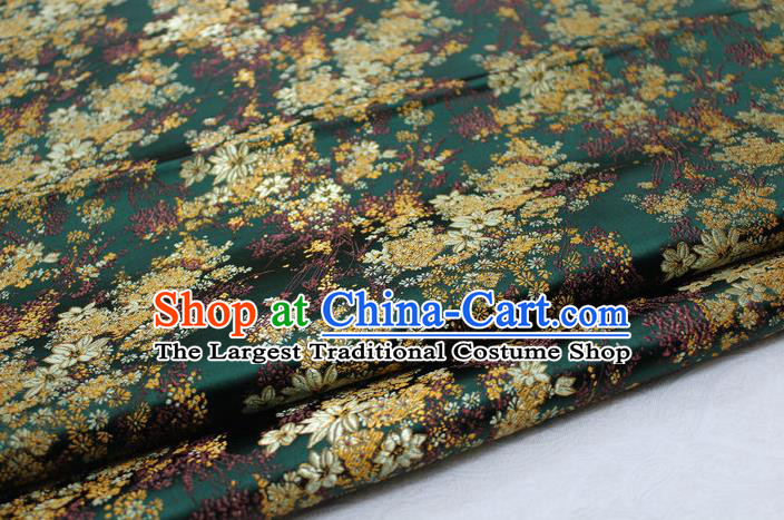 Asian Chinese Traditional Tang Suit Royal Cherry Blossom Pattern Green Brocade Satin Fabric Material Classical Silk Fabric