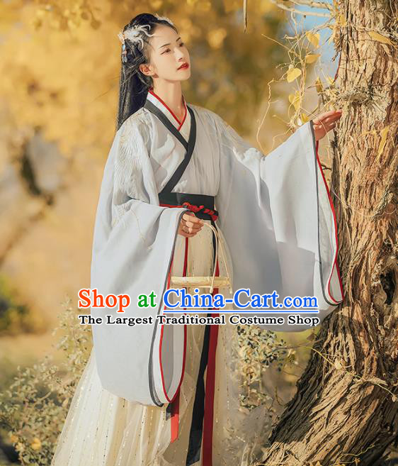 Chinese Traditional Ancient Princess Hanfu Dress Jin Dynasty Imperial Consort Embroidered Historical Costume for Women