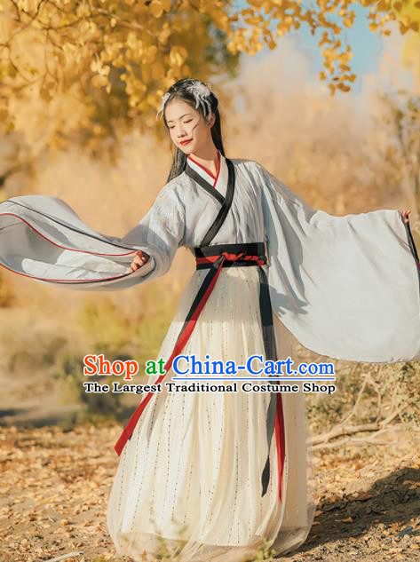 Chinese Traditional Ancient Princess Hanfu Dress Jin Dynasty Imperial Consort Embroidered Historical Costume for Women