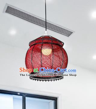 Chinese Traditional Hanging Lantern Handmade Vine Rattan Red Palace Lanterns Ceiling Lamp