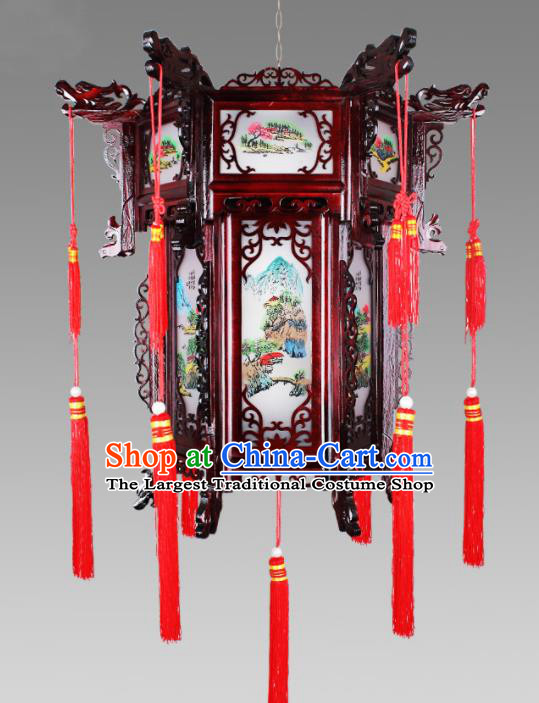 Chinese Traditional Handmade Wood Palace Lantern Classical Hanging Lanterns Ceiling Lamp