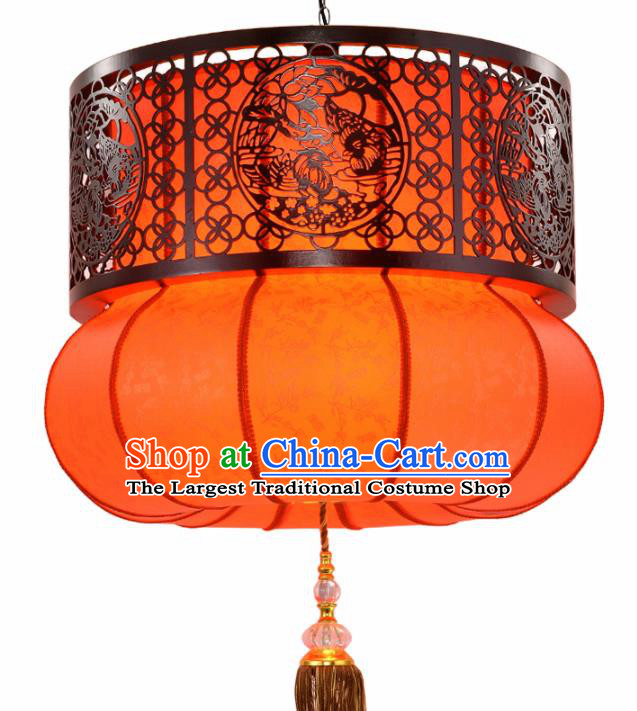 Chinese Traditional Handmade Wood Carving Pumpkin Palace Lantern Classical Hanging Lanterns Ceiling Lamp