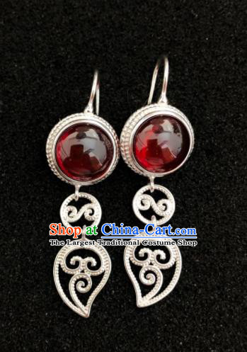Traditional Chinese Mongol Nationality Red Beads Ear Accessories Mongolian Ethnic Earrings for Women